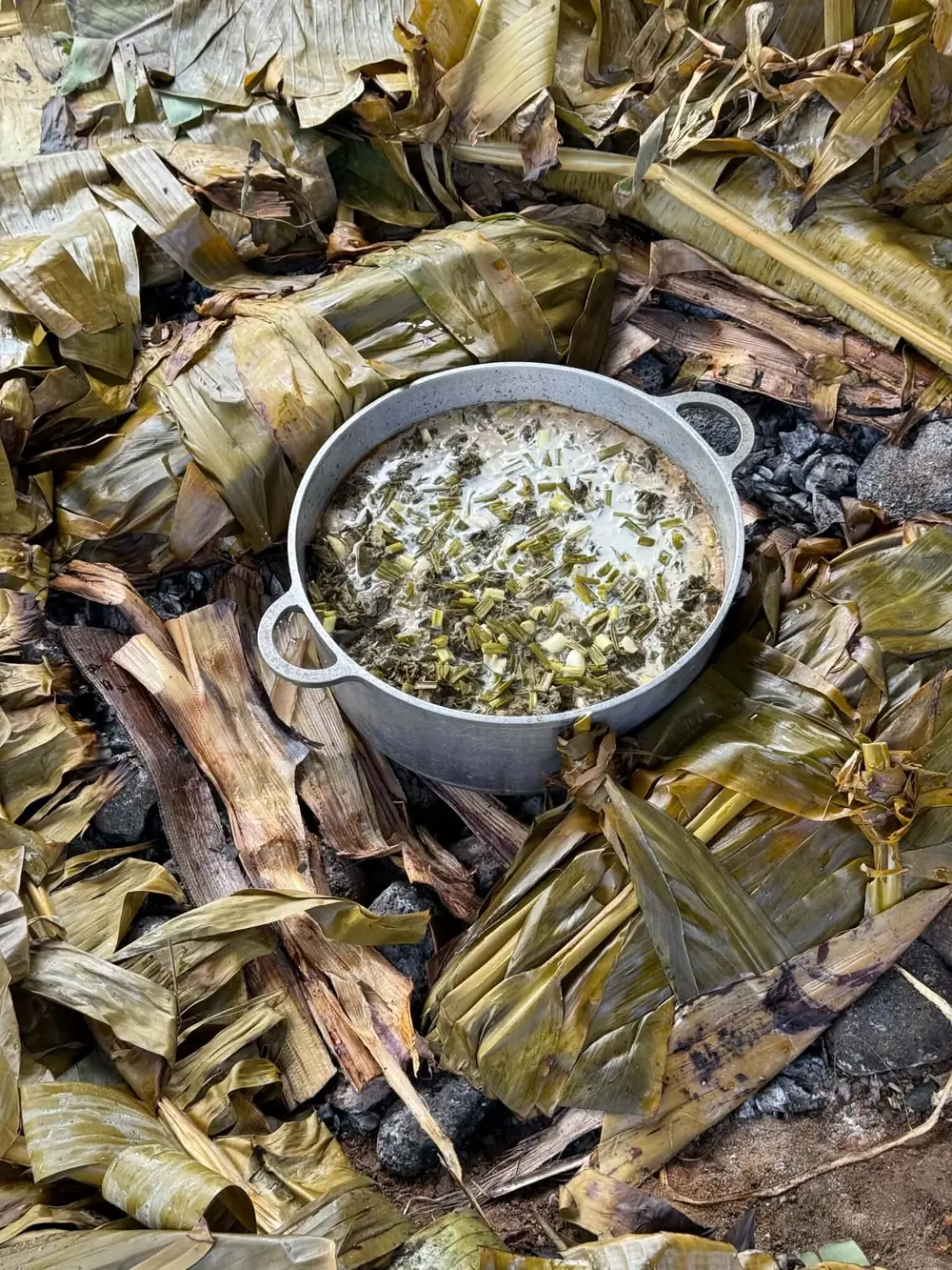 Ma'a Tahiti : le four polynésien enterré sous les feuilles de bananier